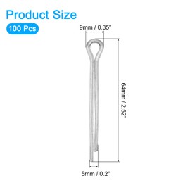 sourcing map 100Pcs 5mmx50mm Zinc-Plated Carbon Steel Cotter Pin, Split Pin Fastener Clips Split Cotter for Household Appliances, Sports Equipment, Car Mechanics Repair (White)