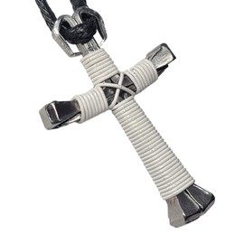 White Horseshoe Nail Cross Necklace