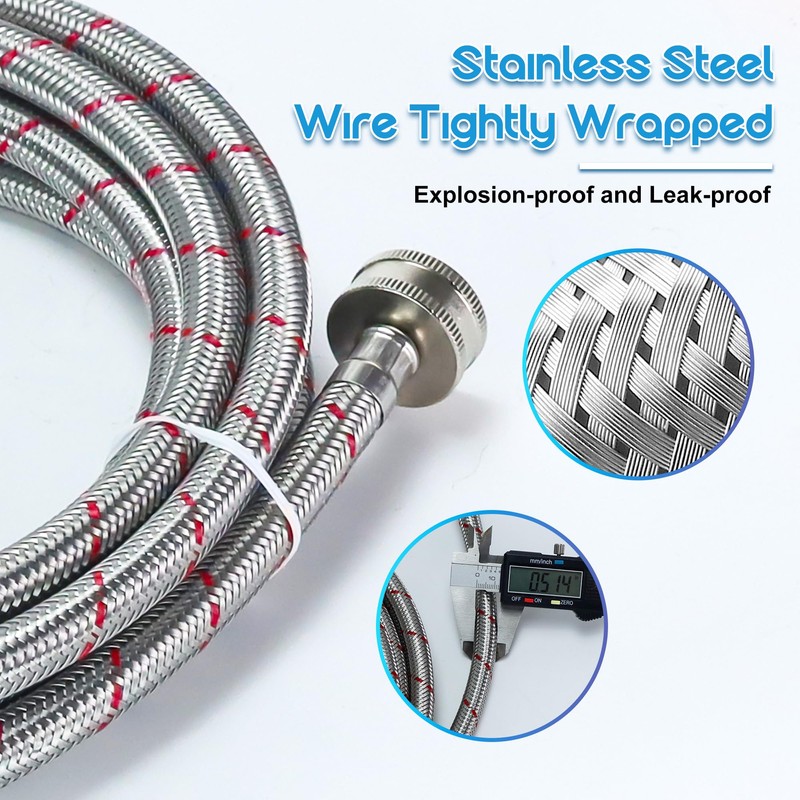 15FT Extra Long Washing Machine Hoses 3/4'' Standard NPT Connections