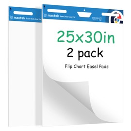maxtek Sticky Easel Pad, 25x30 in, 30 Sheets/Pad, Large Chart Paper Anchor Chart Paper for Teachers, Self-sticky Easel Paper Flip Chart Paper for Wall, 2 Pad/Pack