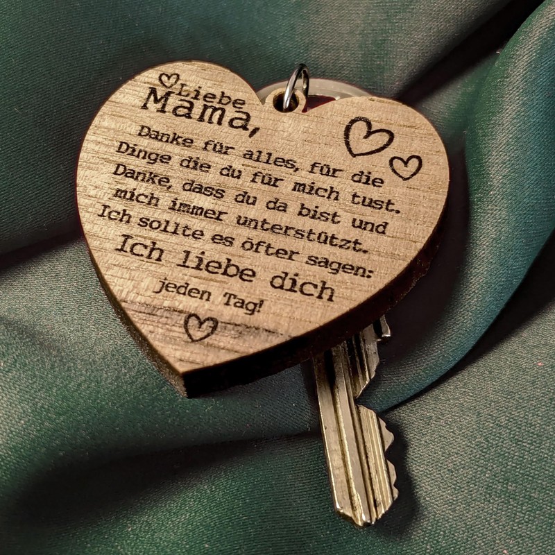 Muttertagsgeschenk - Liebe Mama Schlüsselanhänger aus Holz, Glücksbringer, Mama Geschenk,