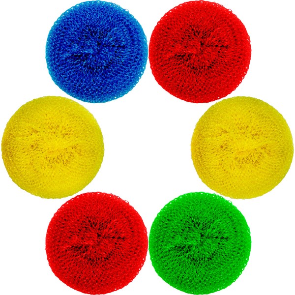 DecorRack 6 Mesh Scourers, Premium Non-Scratch Plastic Scourers, Stain Removing