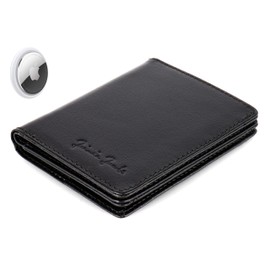 Jaimie Jacobs Slimstar AirTag Edition with Engraving Thin Wallet Large Coin Compartment Leather Slim Wallet Portrait Format, black, Modern