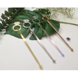 Juego de 20 anillos de diamante para agitadores de cóctel Swizzle, varillas de agitación, anillo de diamante para decoración de fiestas y festivales (espejo plateado)