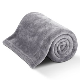 Titiroba Blanket, Flannel, Blanket, Warm, Lightweight, Autumn, Winter, Washable, Half Blanket, Easy to Dry All Seasons, Oeko-Tex Certified, 27.6 x 39.4 inches (70 x 100 cm), Light Gray