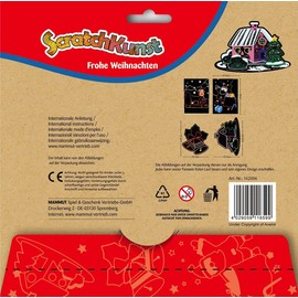 Mammut Spiel & Geschenk 162006 Scratch Art Design Merry Christmas Complete Set with 4 Scratching Templates, Scratching Sticks and Instructions, Scraper, Scratch Set for Children from 3 Years