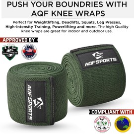 AQF Knee Wraps Weight Lifting Bandage Heavy Duty Elasticated Support Straps Guard Powerlifting, Squatting
