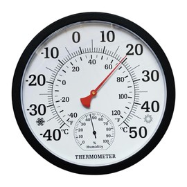Fenteer Black Casing Hygrometer Thermometer Climate Tool Fine Font Temperature Humidity Meter for Patio Garden Kids Room