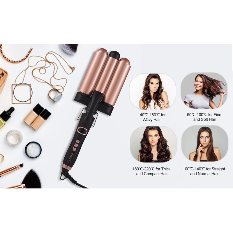 Pretfy Hair Curling Iron 3-Barrel 32mm Hair Waver Hair Curler