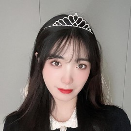 Jumwrit Silver Rhinestone Crown Headband Non-Slip Glitter Thin Hair Band Shiny Princess Wedding Birthday Tiara Headband Bridal Prom Party Headpiece Hair Accessories for Women Girls (Style 1)