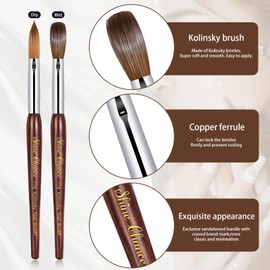 Shine Chance Acrylic Nail Art Brush Size 16, 100% Pure Kolinsky Hair Oval Nail Brush for Acrylic Application, Professional Nail Extension Manicure Tool Striping Nail Drawing Pen for DIY Home Salon