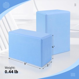 Yoga Blocks 2 Pack, Premium EVA Foam Blocks, Non Slip High Density Foam Yoga Blocks for Pilates Meditation, Stretching and Toning (Sky Blue)