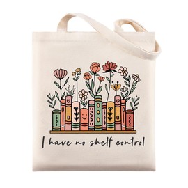 Glowave Book Lovers Gifts, Funny Bookish Gifts, Canvas Book Bags for Women, Cute Tote Bag for Readers (shelf control)