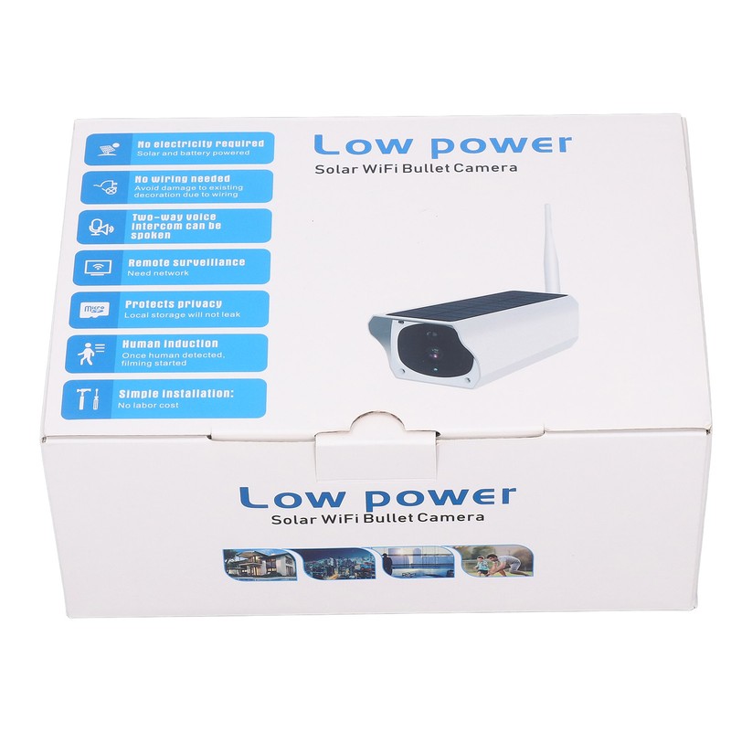 Solar Powered Security Camera 1080P 2MP Night Vision PIR Motion