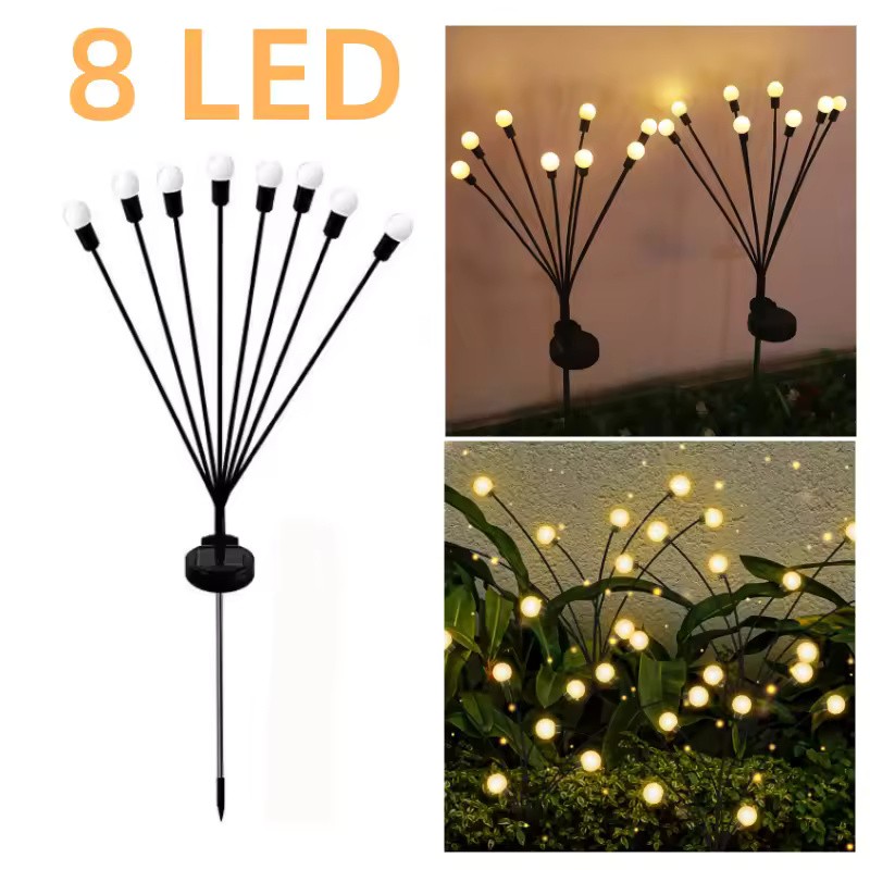 4 Pack 6 LED Solar Firefly Garden Lights with Warm