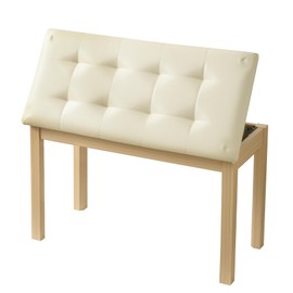 ZHRUNS Duet Piano Bench Wooden Keyboard Bench with Storage Compartment, 29''Piano Chair Seat with Padded Cushion, Long Piano Stool Beige