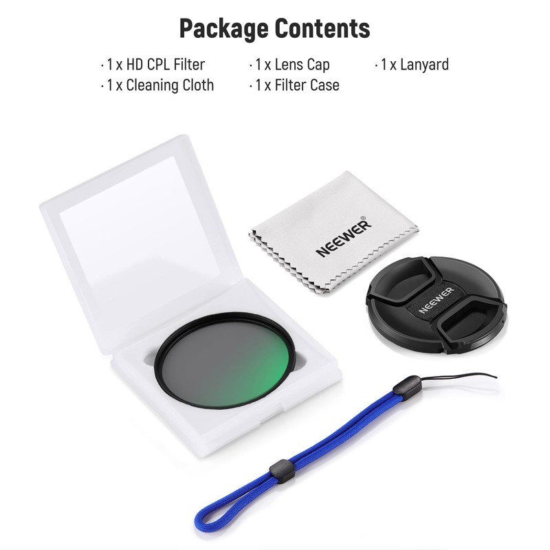 NEEWER 82mm CPL Filter with Lens Cap, Ultra Slim Multi
