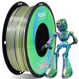 YOUSU 3D Printer Filament, Tricolor PLA Filament 1.75mm Silk Rainbow Filament Blue-Purple-Yellow, 3D Printing PLA Filament Multicolor, Dimensional Accuracy +/-0.02mm, 2.2lbs/Spool