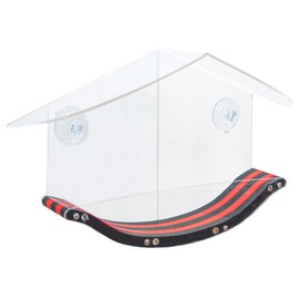 JCs Wildlife Swoop Recycled Poly Lumber Window Bird Feeder - Holds 2 Cups of Bird Seed (Red and Black)