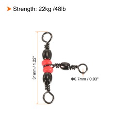 PATIKIL 3 Way Swivel, 20Pcs 48lb Stainless Steel Cross Line T-Turn Triple Barrel Terminal Tackle for Saltwater Freshwater Fishing, Black