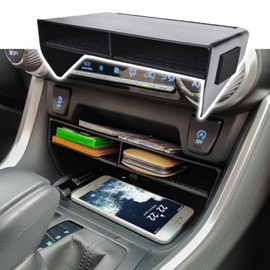 RUNROAD Center Console Upgraded Organizer Tray Compatible with Toyota RAV4 2019 2020 2021 2022 2023 2024 2025 Accessories, Insert Armrest Organizer Console ABS Secondary Storage Tray Container Box