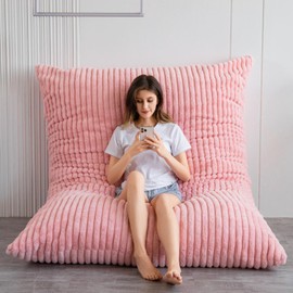 BYBYME 3 in 1 Bean Bag Chairs, Bean Bag Bed for Adults High-Density Foam Filling, Convertible Sofa Bed Faux Fur