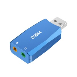 MillSO External USB Sound Card with Internal Recording Function, Portable USB to 3.5mm Audio Jack Adapter for PC, Computer, Recording, Training, Streaming, Podcasting - Blue
