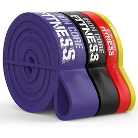 Iron Core Fitness Pull Up Resistance Exercise Band Set Men for Pull Up Assistance Bands Heavy. (Purple, Black, Red, Yellow)