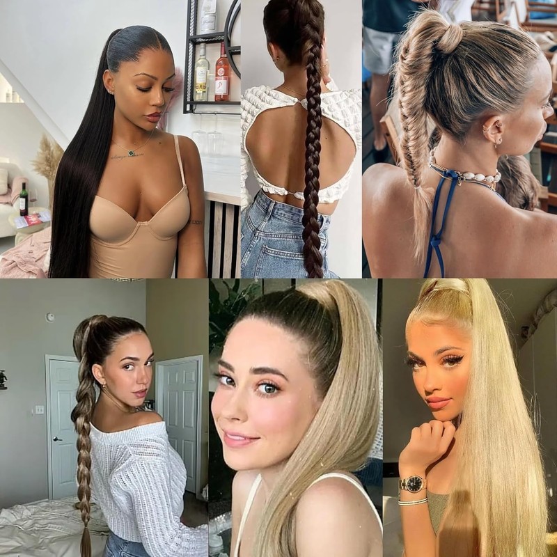 Pack of 2 Brown Braiding Ponytail Extension Braid With Hair