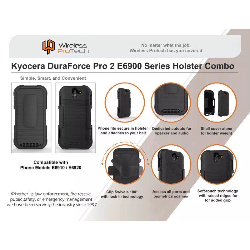 Wireless ProTech Kyocera DuraForce PRO 2 E6900 Case with Belt