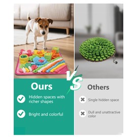 ORIA Snuffle Mat for Dogs, Interactive Feeding Game Toy for Stress Relief and Smell Training, Washable & Durable, Pet Slow Feeding Mat for Medium Small Puppies - Pink