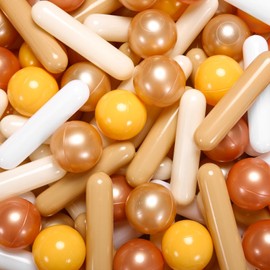 Heopeis Ball Pit Balls and Strips for Ball Pits, 200pcs Cute Plastic Star Toy Balls for Kids, Baby Toddler 1-3 Birthday, Bounce House, Play Tent, Baby Pool Water Toys, Party (Mix-Brown)