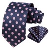 HISDERN Extra Long Polka Dots Tie Handkerchief Men's Necktie &
