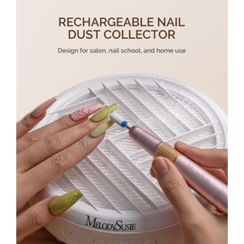 MelodySusie Cordless Nail Dust Collector,SProR 3500RPM Rechargeable Button Control Vacuum Fan Dust Extractor with Reusable Filter for Mobile Nail Tech, Salon & Home