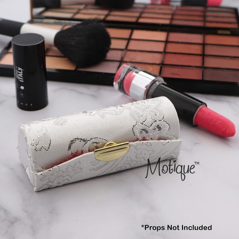 Lipstick Case with Elegant Paisley Design - Silver