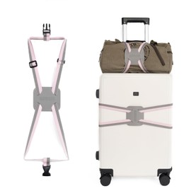Travel Belt for Luggage Straps Add a Bag Bungees Luggage Strap Over Handle Suitcases Belt for Carry On Bag Elastic Belt Adjustable Suitcase Strap Airport Travel Accessories (Pink/Grey 1pcs)