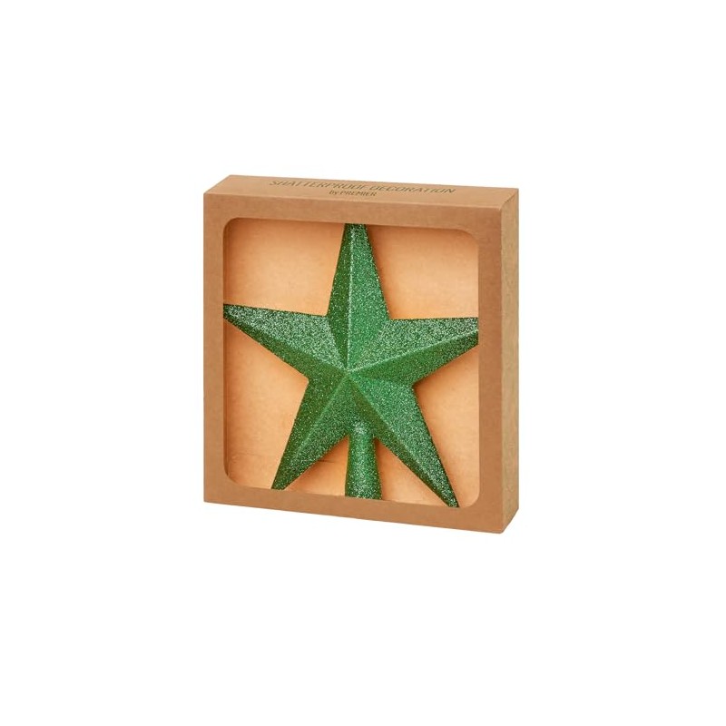 Green 20cm Tree Top Star Premier Shatterproof Christmas Tree Decoration