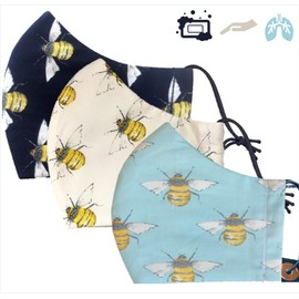 Ladies Pack of 3 Handmade fashion face mask - reusable - washable - 4 panel filtration UK//AL