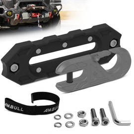 AMBULL Towing Winch Fairleads with Tow Hook, Upgrade Al Hawse Fairlead with G80 Heavy Duty Forged Steel Winch Hook for Electric Winch, 33000lb Break Strength, for Synthetic Rope Recorvery, BlackGray