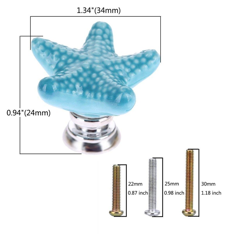 Joyindecor Ceramic Starfish Drawer Pulls Handles for Nursery Dresser Cupboard