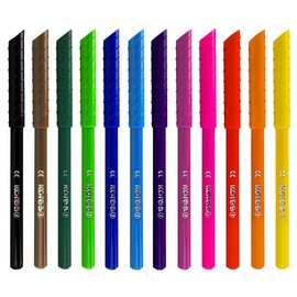 Kores - Korellos 12 Coloured Felt Tip Pens for Kids and Adults with Tapered Tip, Washable and Durable, School Supplies Set of 12 Different Colours