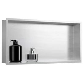 SaniteModar Shower Niche 12" X 24", Brushed Stainless Steel Niche for Shower Wall, No Tile Needed