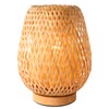 Schindora Handmade Boho Bamboo Small Table Lamp Willow Woven Desk