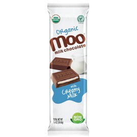 Moo Chocolates Organic Milk Chocolate Large Bars with Creamy Milk Filling 1.4 oz, 14 ct (Pack of 1) | USDA Organic, Non-GMO | 110 Calorie Snacks for On-the-Go, Lunchboxes, Office