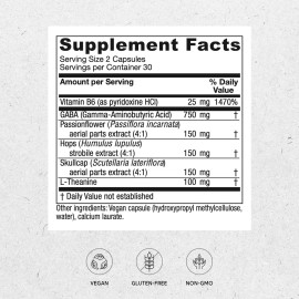 Vitanica Calming Herbal Supplement 60 Count Nervous System Support For Stress Relief