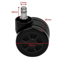 Loywe 5 x Office Chair Castors Hard Floor Wheels for Office Chair Castors Replacement 11 mm x 20 mm Black LWA106S