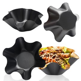 Kisbeibi 4 Pieces Tortilla Pan Bowls, Tortilla Maker Nonstick Taco Shell, Maker Salad Bowl Carbon Steel Baking Moulds, Taco Salad Bowl Pan Set (Colour: Types: A)