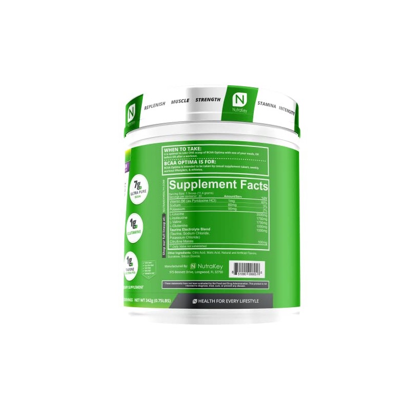 Nutrakey BCAA Optima Post Workout Product, Grape Crush, 15.55 Ounce