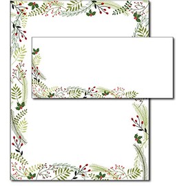 Merry Twigs & Holly Christmas Letterhead & Envelopes - 40 Sets