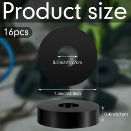 16 Pcs Rubber Isolation Pads Thick Rubber Washers 1.5 Inch OD 0.5 Inch ID 0.4'' Thick Mechanical Vibration Damping Pads Anti Vibration Isolation Isolator Washer
